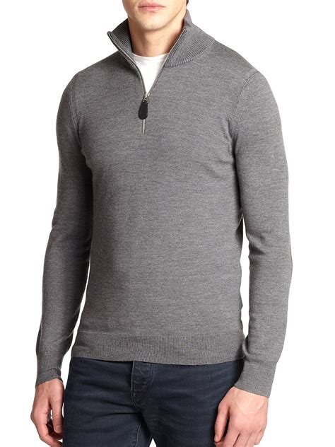 burberry men grey wool sweater|Burberry men's half zip pullover.